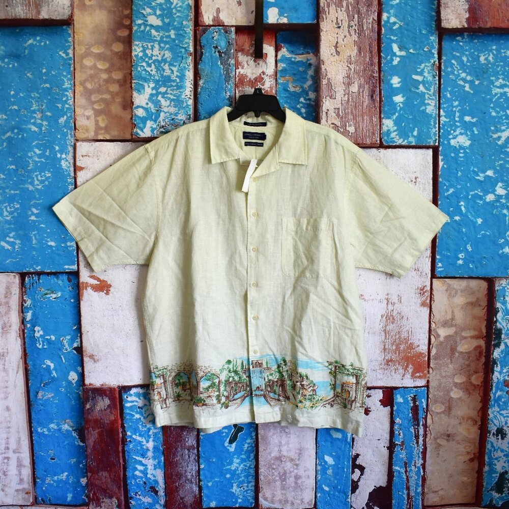 Men's Daniel Cremieux Short Sleeve Shirt Linen Italian Resort Cruise XLARGE Mult